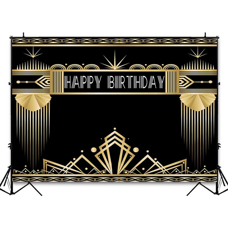 Avezano 7x5ft Great Gatsby Theme Birthday Party Backdrop Roaring 20s Retro 1920s Photo Booth Backdrop for Adults Birthday Party Decorations The Great Gatsby Theme Bday Parties Photoshoot Background - Image 4